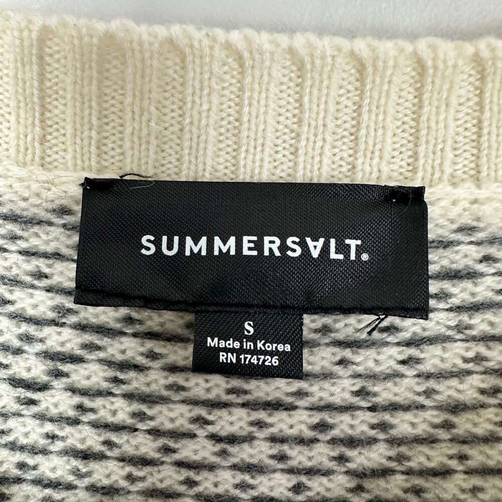 Summersalt Sweater Luxe Cashmere Wool Blend Mix Stitch Balloon Sleeve Crew Neck - Picture 3 of 10
